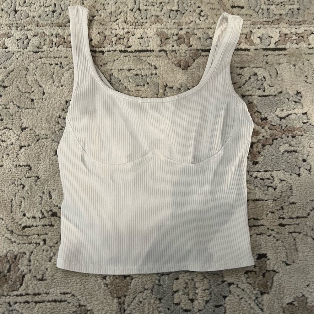 White Ribbed Tank Top - Picture 4 of 4